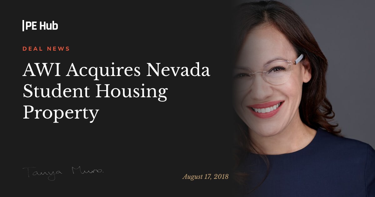 Tanya Muro in PE Hub: AWI Acquires Nevada Student Housing Property